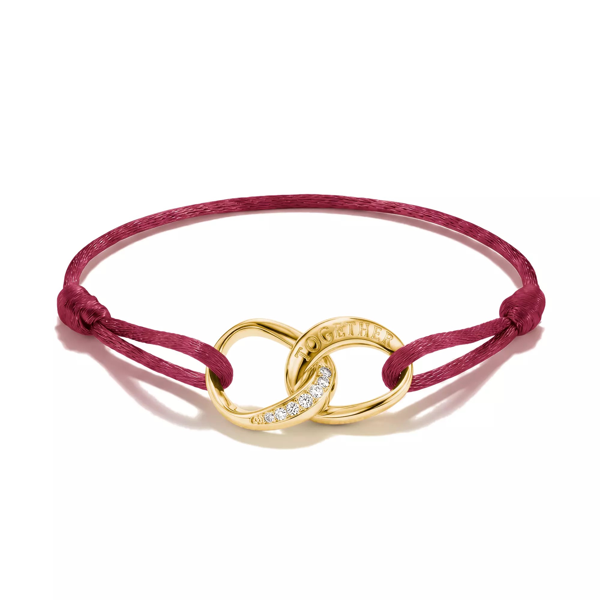 Thomas Sabo Together - Armband - 24 cm - 18K Gelbgold-Vergoldung & Textil - rot