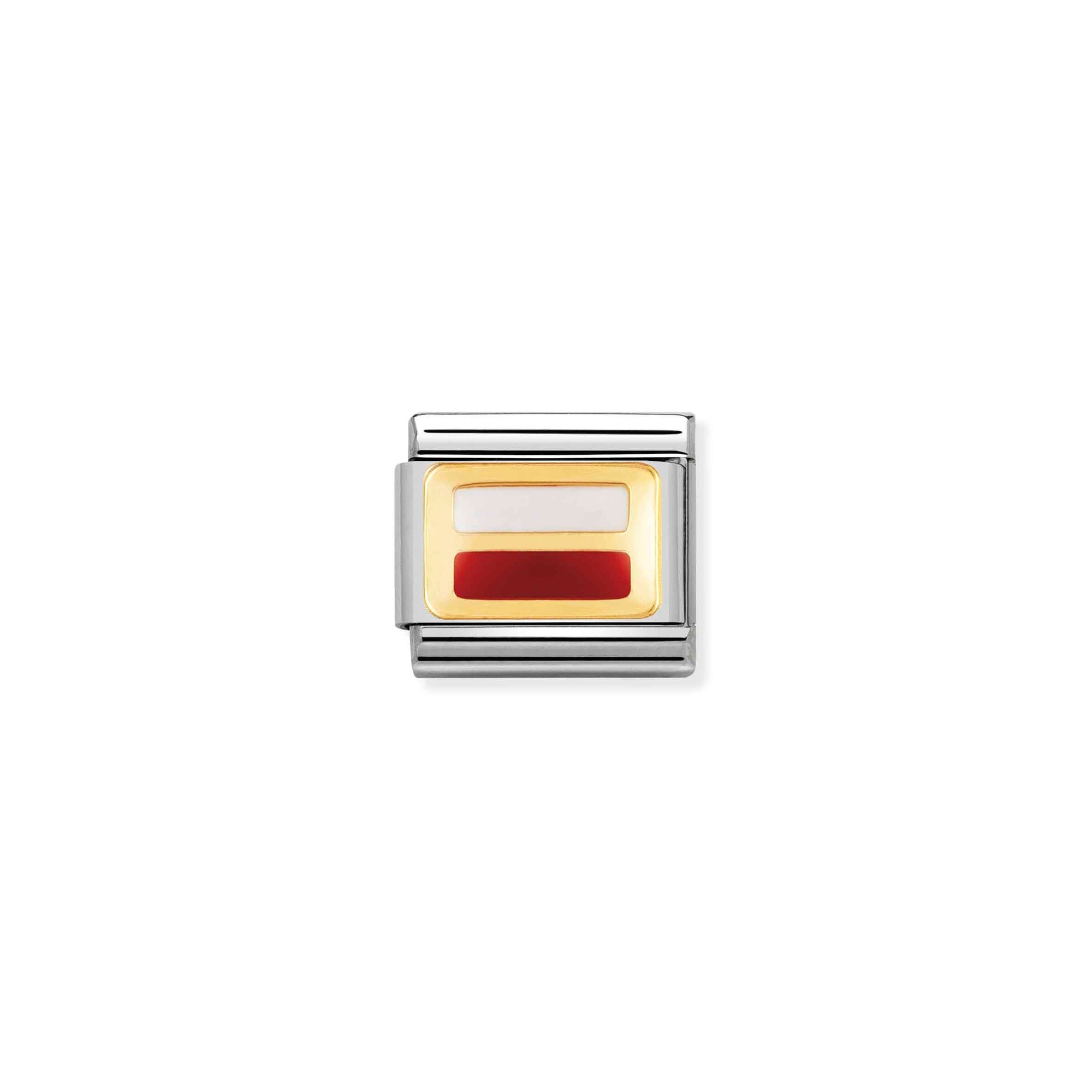 Nomination Composable Classic Charm Flagge Polen - Edelstahl, Gold 750 Gelbgold, Emaille
