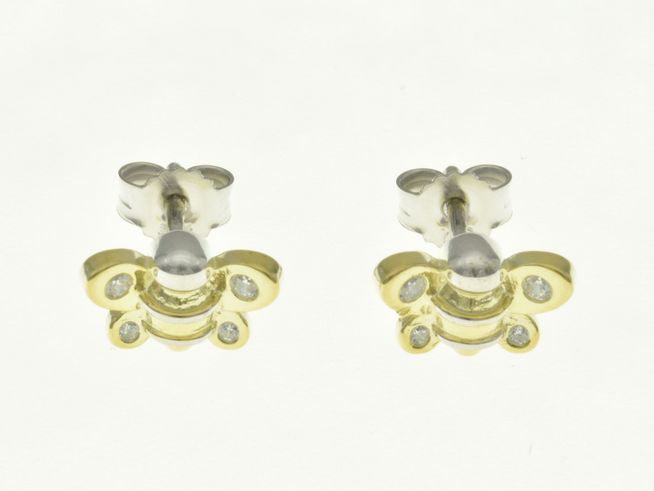 Bienen Ohrstecker aus rhodiniertem Sterling Silber, bicolor vergoldet, mit Zirkonia für Kinder, hergestellt von Juwelier Harnisch. Ideal als süßes Schmuckstück für kleine Mädchen.