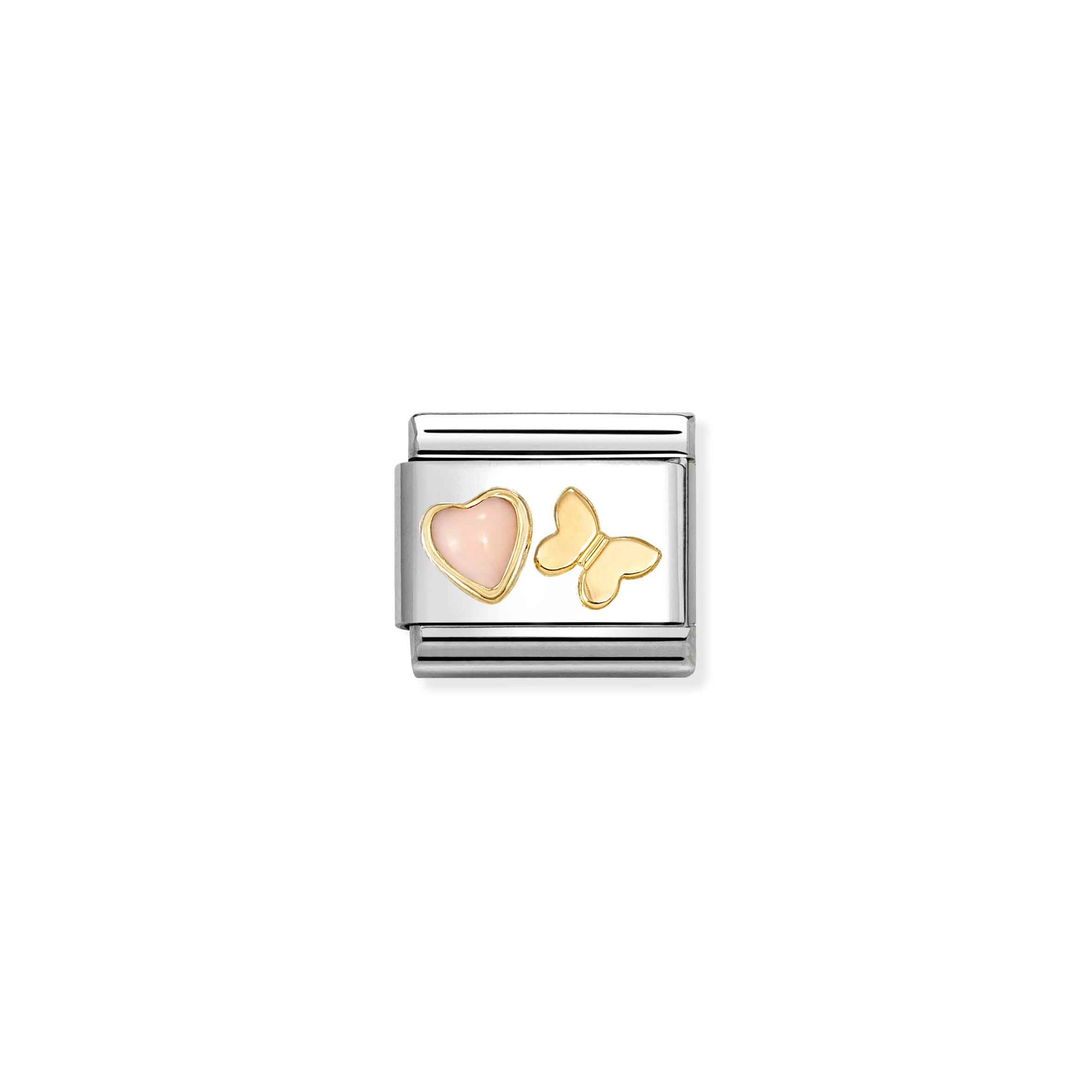 Nomination Composable Classic Charm Herz Schmetterling Koralle rosa - Edelstahl, Gold 750 Gelbgold – Ansicht 2