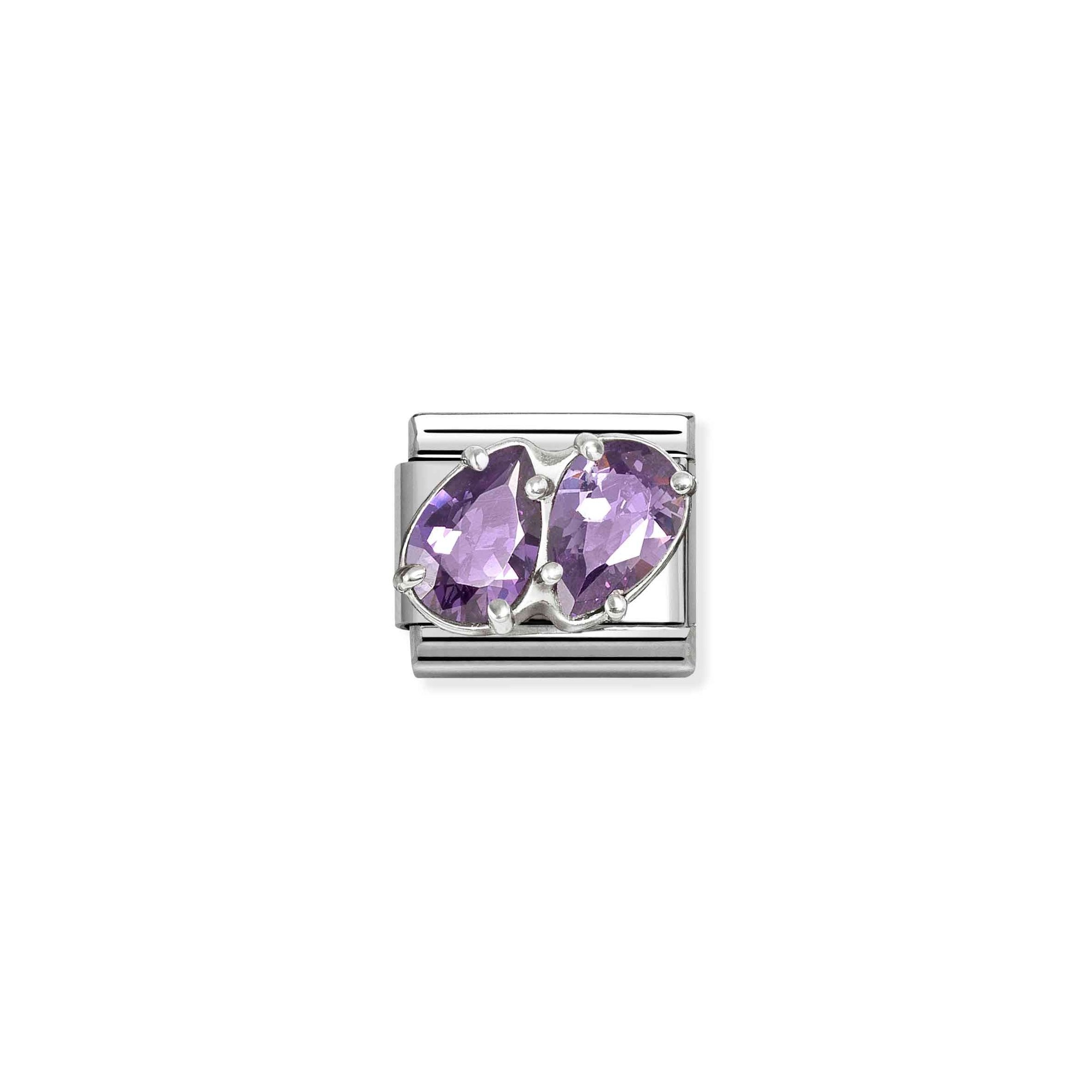 Nomination Classic Sterling Silber charm - 2 Tropfen - Violett - Zirkonia - Violett – Ansicht 2