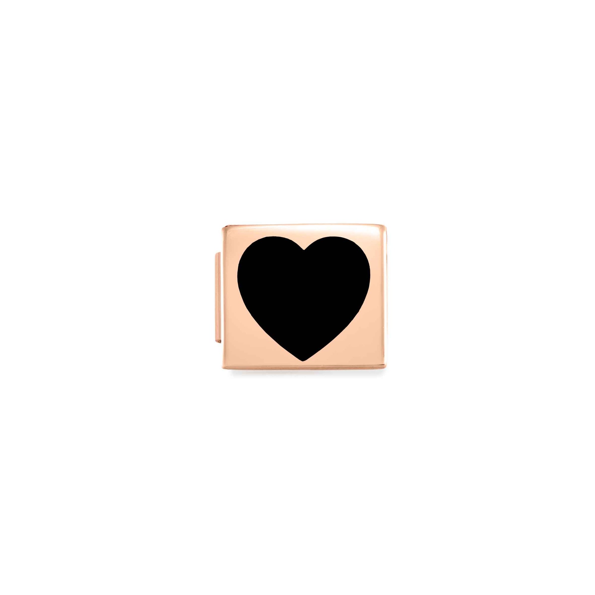 Nomination Classic GLAM Link Edelstahl mit Emaille Roségold - Herz SCHWARZ