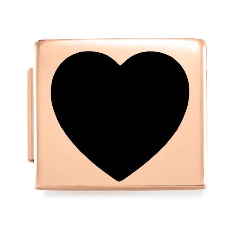 Nomination Classic GLAM Link Edelstahl mit Emaille Roségold - Herz SCHWARZ