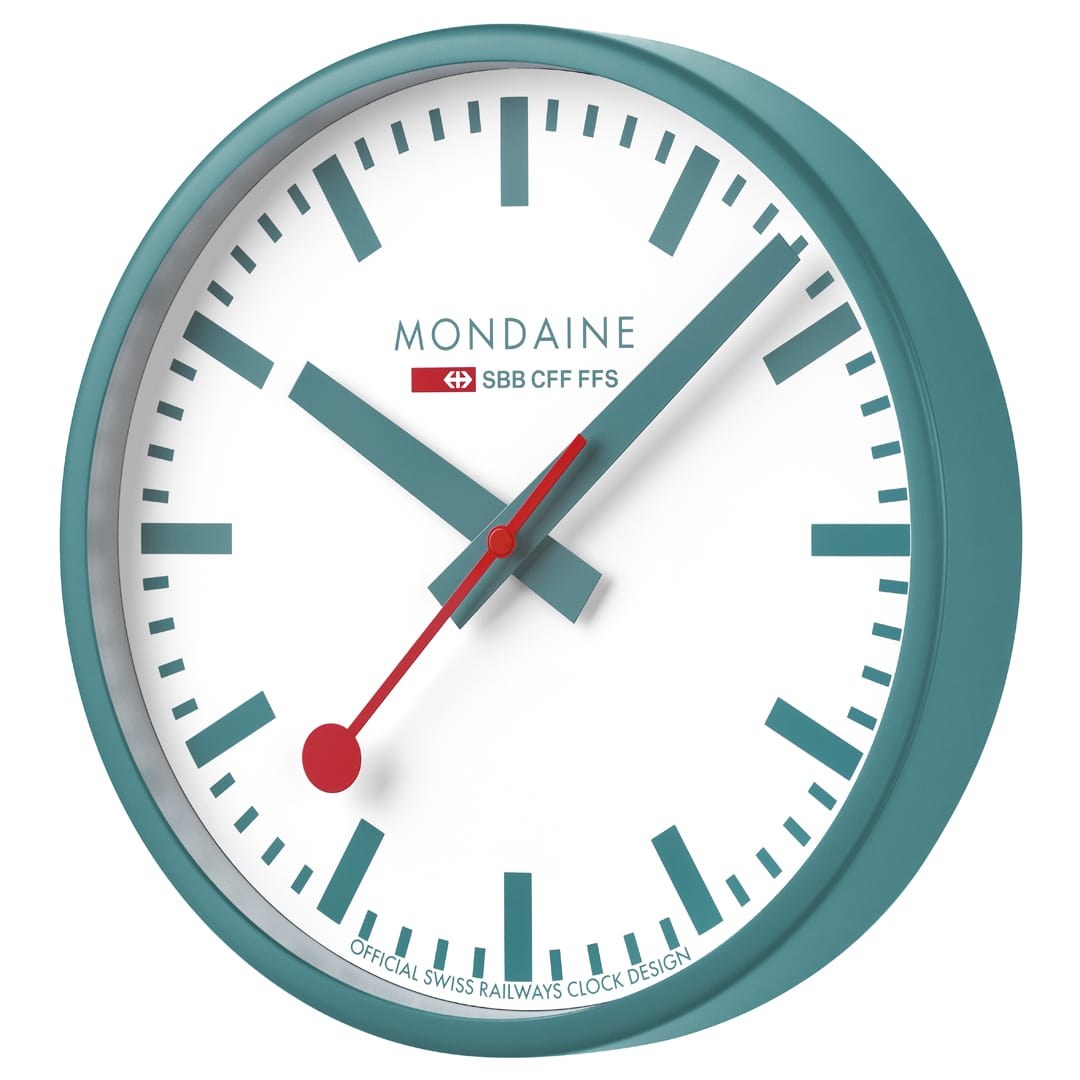 Mondaine Wanduhr 25 cm - Türkis – Ansicht 4