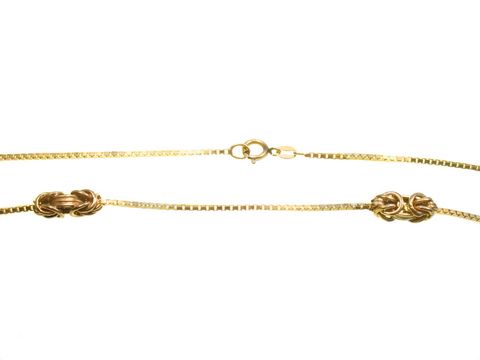 Venezianerkette aus 333er Gold mit einer Länge von 80 cm, Hersteller Juwelier Harnisch, elegant gestaltet mit besonderen Knotenelementen für einen zeitlosen Look.