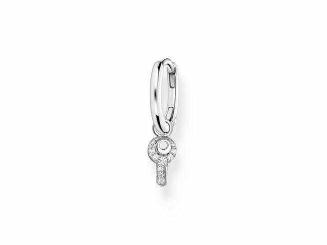 Silberner Ohrhänger von Thomas Sabo, Modell Creole 1 Stück CR701-051-14, mit Schlüsselanhänger und Zirkonia, elegantes Schmuckstück aus hochwertigem Sterling Silber.