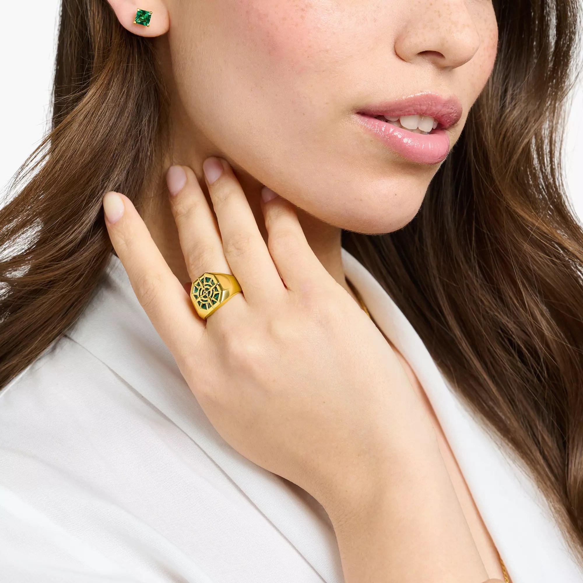 Thomas Sabo Ring Kompass grün – Silber – vergoldet – Ansicht 2