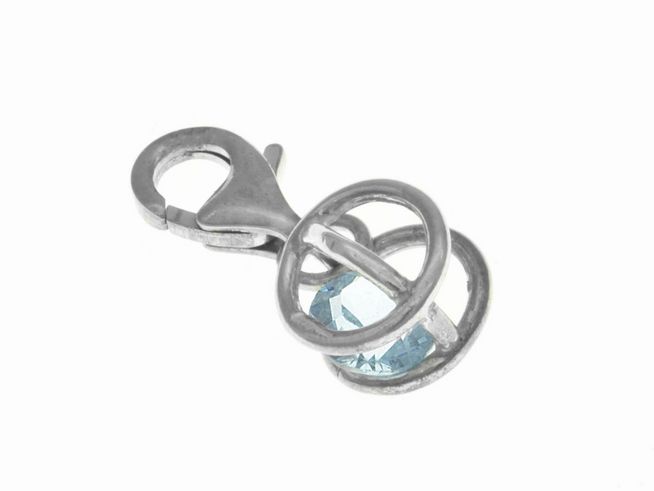 Anhänger Käfig funkelnd in Silber mit blauem Zirkonia, hergestellt von Juwelier Harnisch, ideal für modischen Schmuck und elegante Akzente.