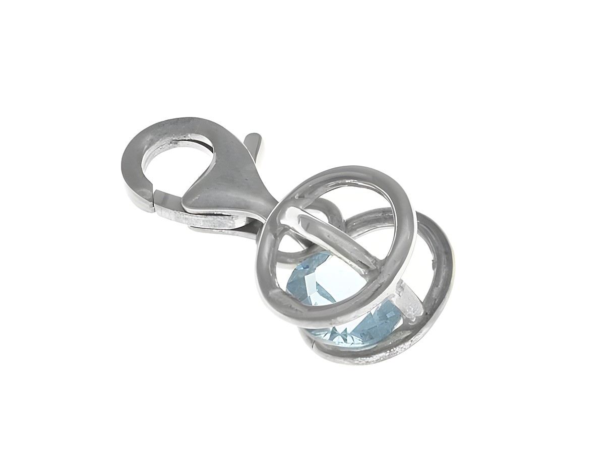 Anhänger Käfig funkelnd in Silber mit blauem Zirkonia, hergestellt von Juwelier Harnisch, ideal für modischen Schmuck und elegante Akzente.