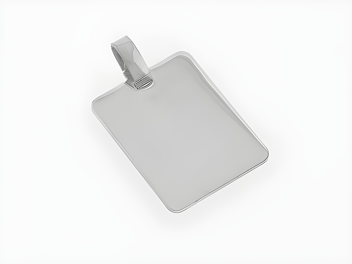 Rechteck Silber Gravurplatte in schlichtem teilmattiertem Design, Hersteller Juwelier Harnisch, ideal für persönliche Gravuren und vielseitige Verwendung.