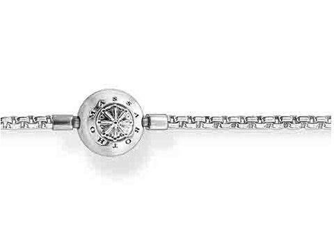 Fußkettchen aus Silber von Thomas Sabo mit einem eleganten, runden Anhänger und feiner Kettenstruktur, Länge 24 cm, ideal für modische Akzente.