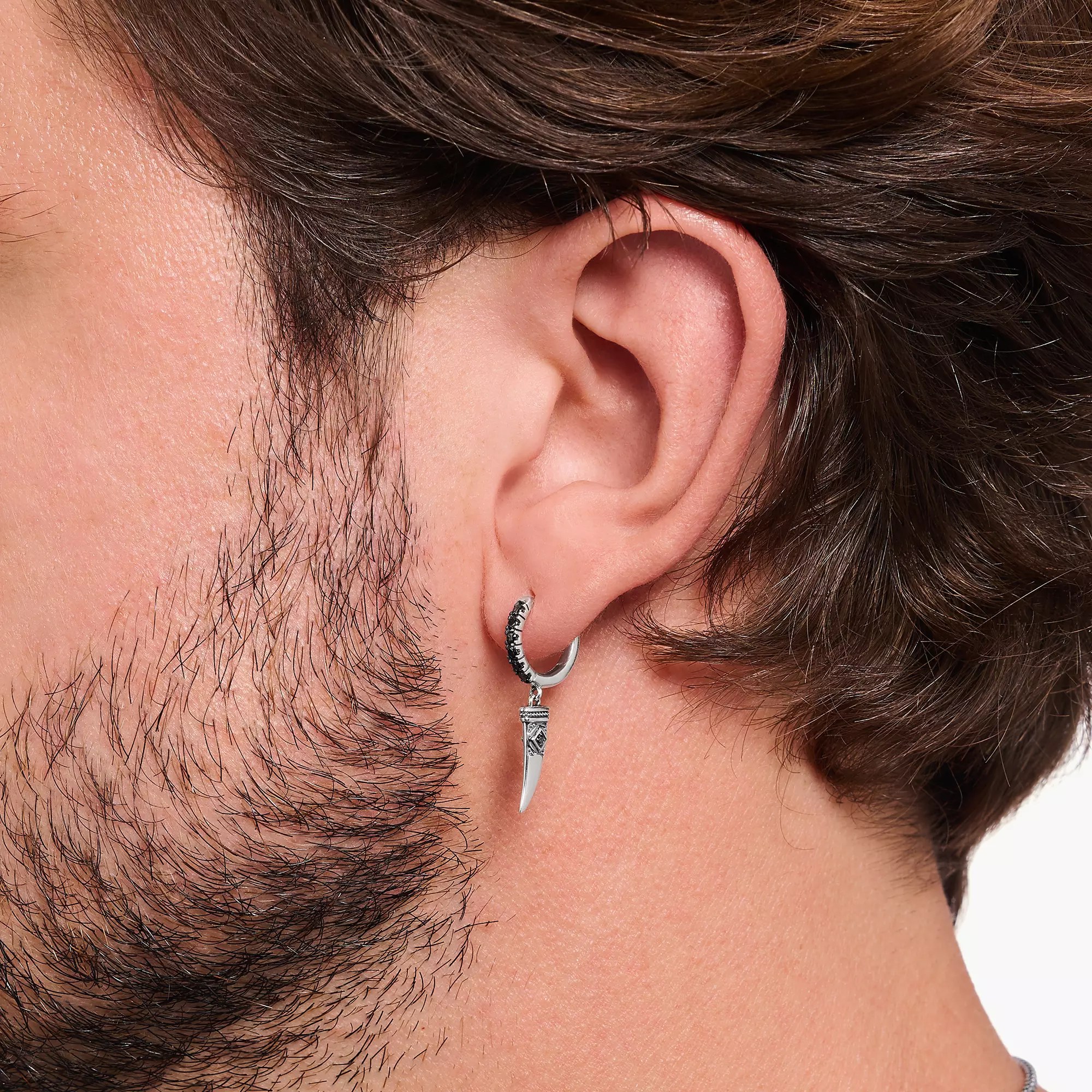 Thomas Sabo Einzel Creole - Einzel-Creole mit Wolfszahn - Silber gesch. & Zirkonia - Schwarz – Ansicht 4