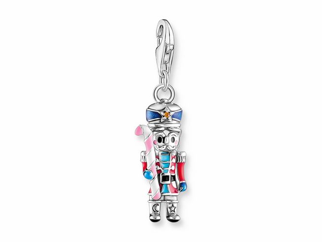 Charm-Anhänger von Thomas Sabo, Nussknacker aus Silber mit Emaille und Zirkonia, mehrfarbig gestaltet, liebevoll detailreich gearbeitet, ideal für individuellen Schmuck.