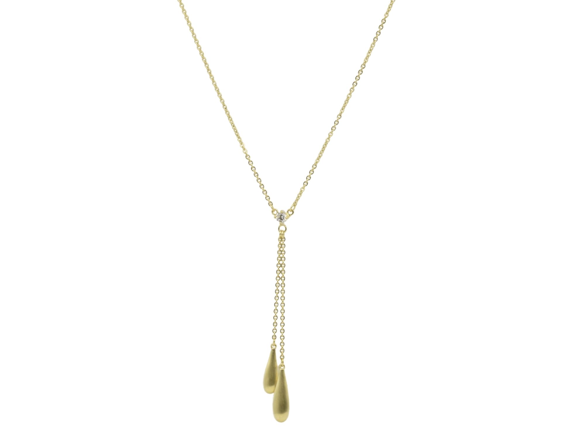 Kette Pendel Eleganz Y-Kette - Sterling Silber Gelbgold Verg. - Zirkonia 42+45 cm