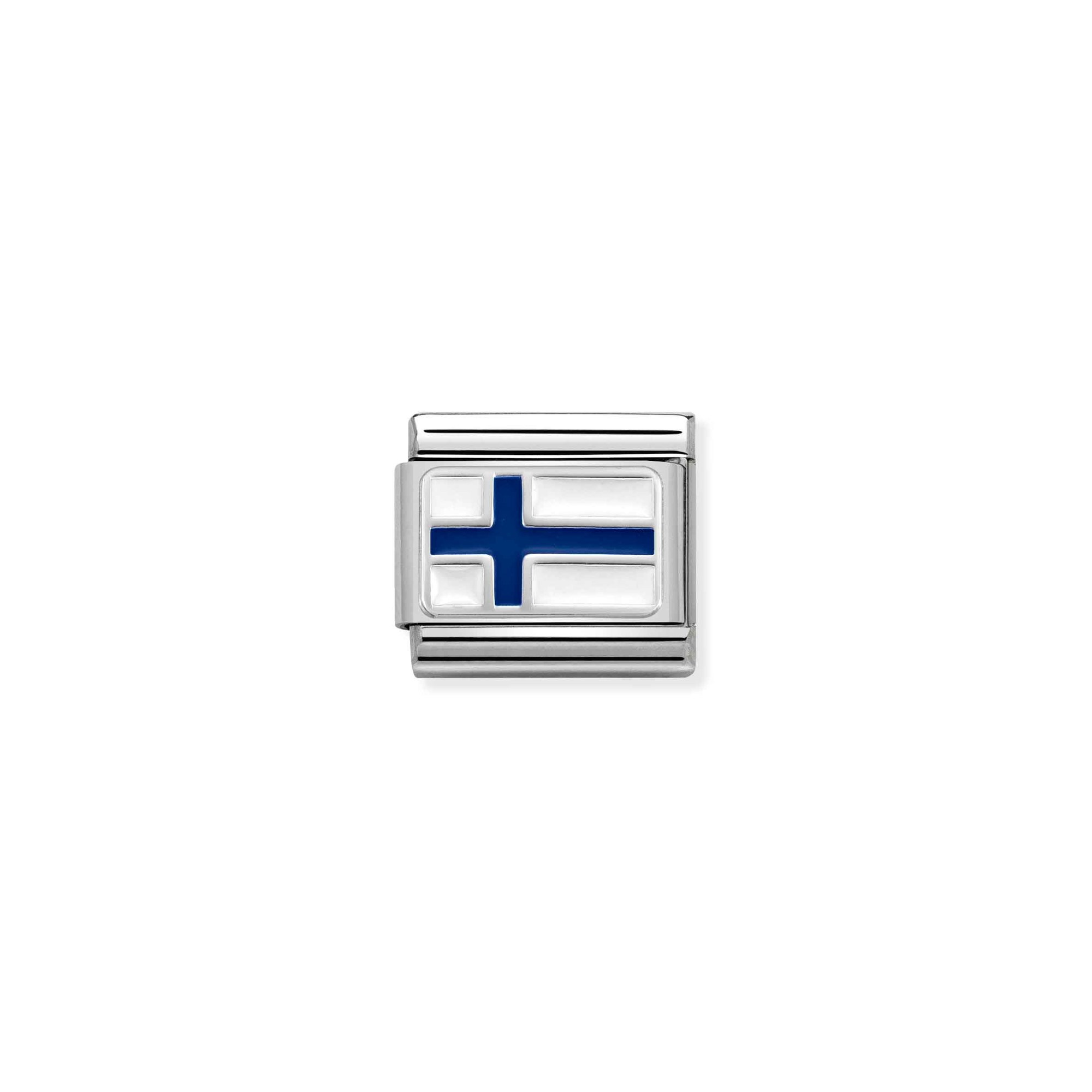 Nomination Composable Classic Charm Flagge Finnland - Edelstahl, Sterling Silber, Emaille