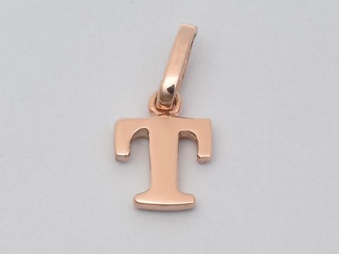 T Buchstaben Anhänger aus 925 Sterling Silber rosé vergoldet, Hersteller Juwelier Harnisch, hochwertiger und eleganter Schmuck für einen individuellen Look.