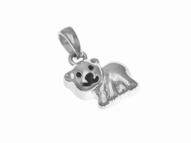 Berbiz sagt einen niedlichen Eisbär-Anhänger aus rhodiniertem Silber, ideal für Kinder. Der Anhänger zeigt eine süße Bärenfigur mit einem freundlichen Gesicht.