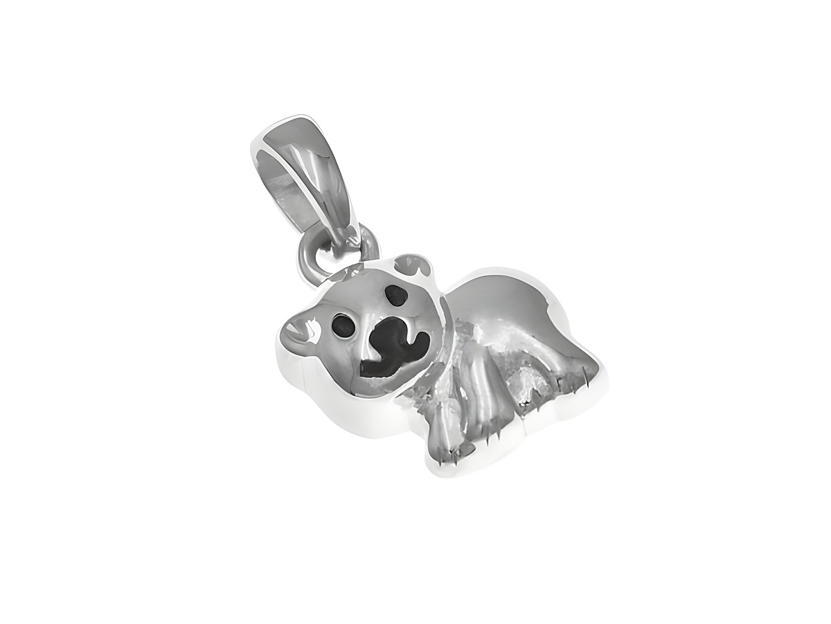 Berbiz sagt einen niedlichen Eisbär-Anhänger aus rhodiniertem Silber, ideal für Kinder. Der Anhänger zeigt eine süße Bärenfigur mit einem freundlichen Gesicht.