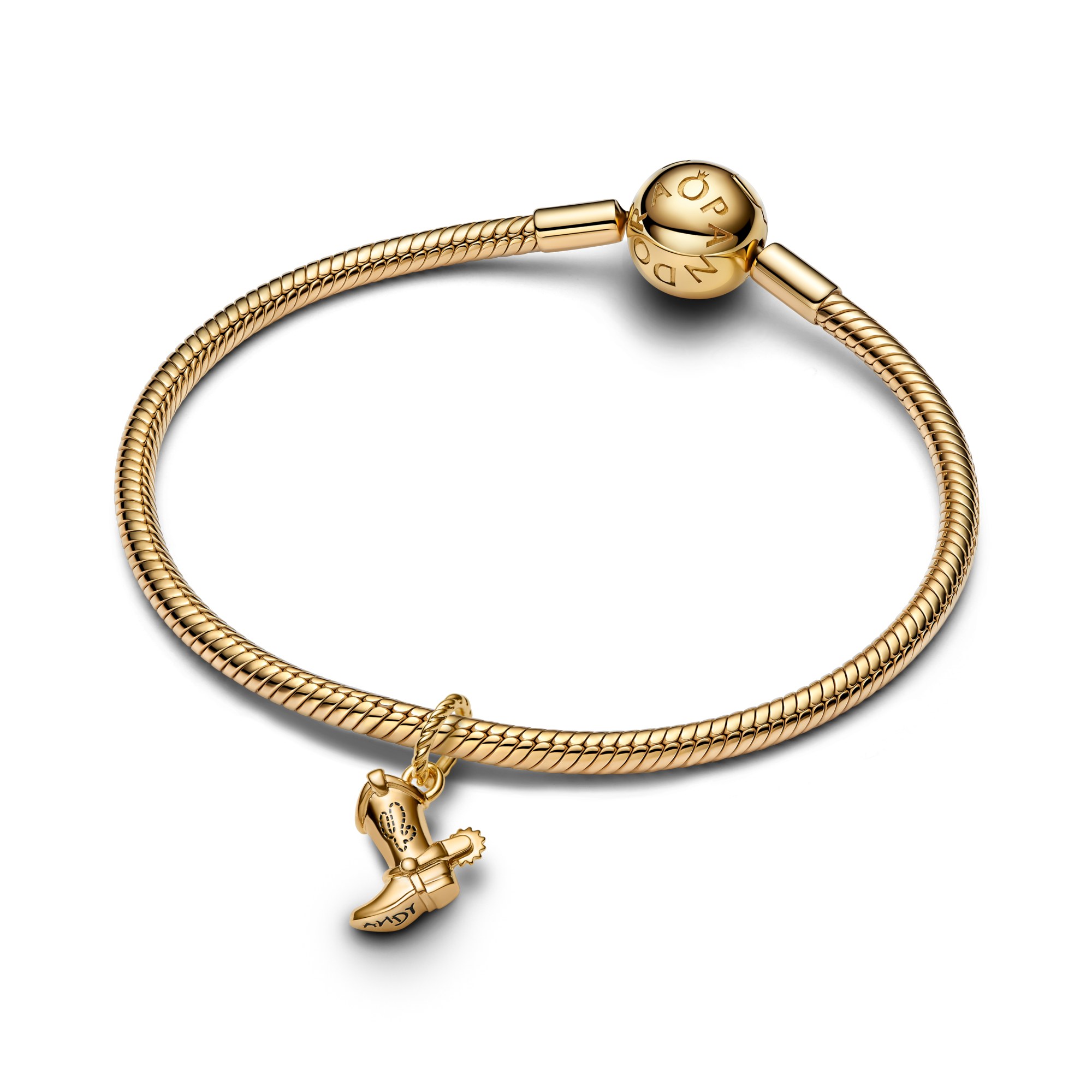 Pandora Disney Pixar Toy Story Cowboystiefel-Charm - Schwarz - Gelbgold Vergoldung – Ansicht 3