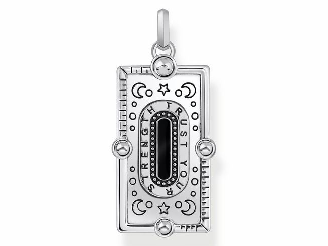 Thomas Sabo Anhänger PE958-473-7 aus Silber mit bunten Emaille- und Glas-Keramik Steinen sowie Zirkonia, gestaltet im hübschen Design mit Symbolen und Schriftzügen.