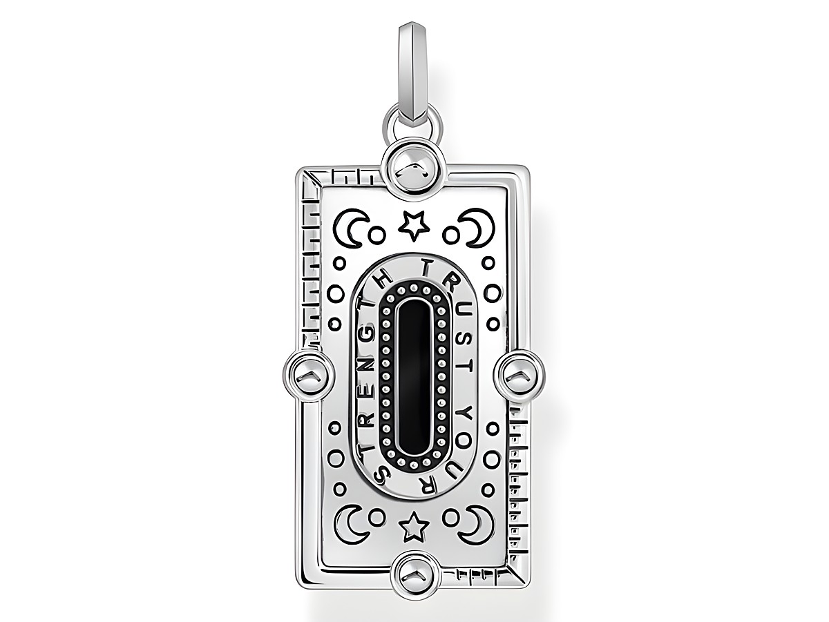 Thomas Sabo Anhänger PE958-473-7 aus Silber mit bunten Emaille- und Glas-Keramik Steinen sowie Zirkonia, gestaltet im hübschen Design mit Symbolen und Schriftzügen. – Ansicht 2