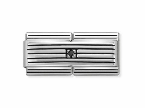433073001-0 Nomination 330730 01 Composable DOUBLE Classic Streifen mit Zirkonia in Silber, elegantes Design mit parallel verlaufenden Linien und einem Zirkonia-Element in der Mitte, vielseitig kombinierbar.