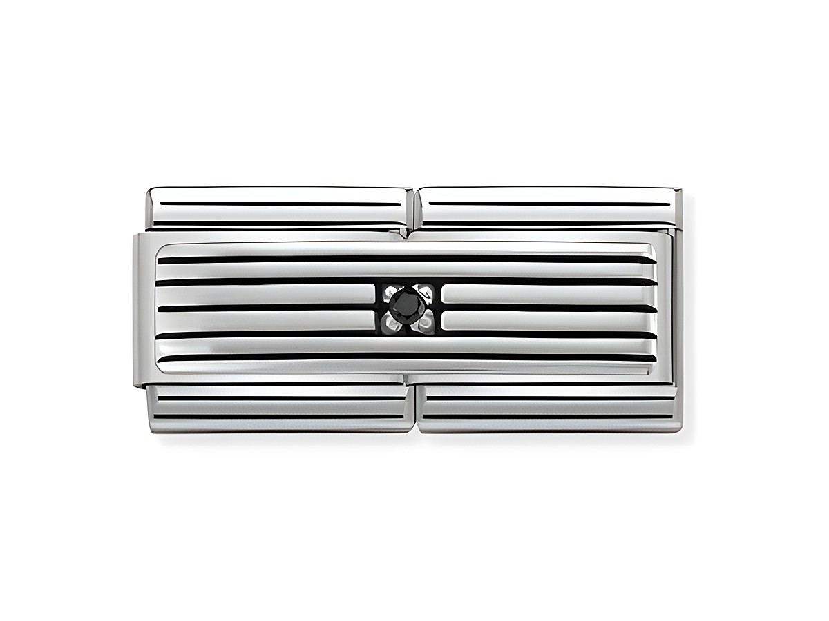 Nomination 330730 01 Composable DOUBLE Classic Streifen mit Zirkonia in Silber, elegantes Design mit parallel verlaufenden Linien und einem Zirkonia-Element in der Mitte, vielseitig kombinierbar.