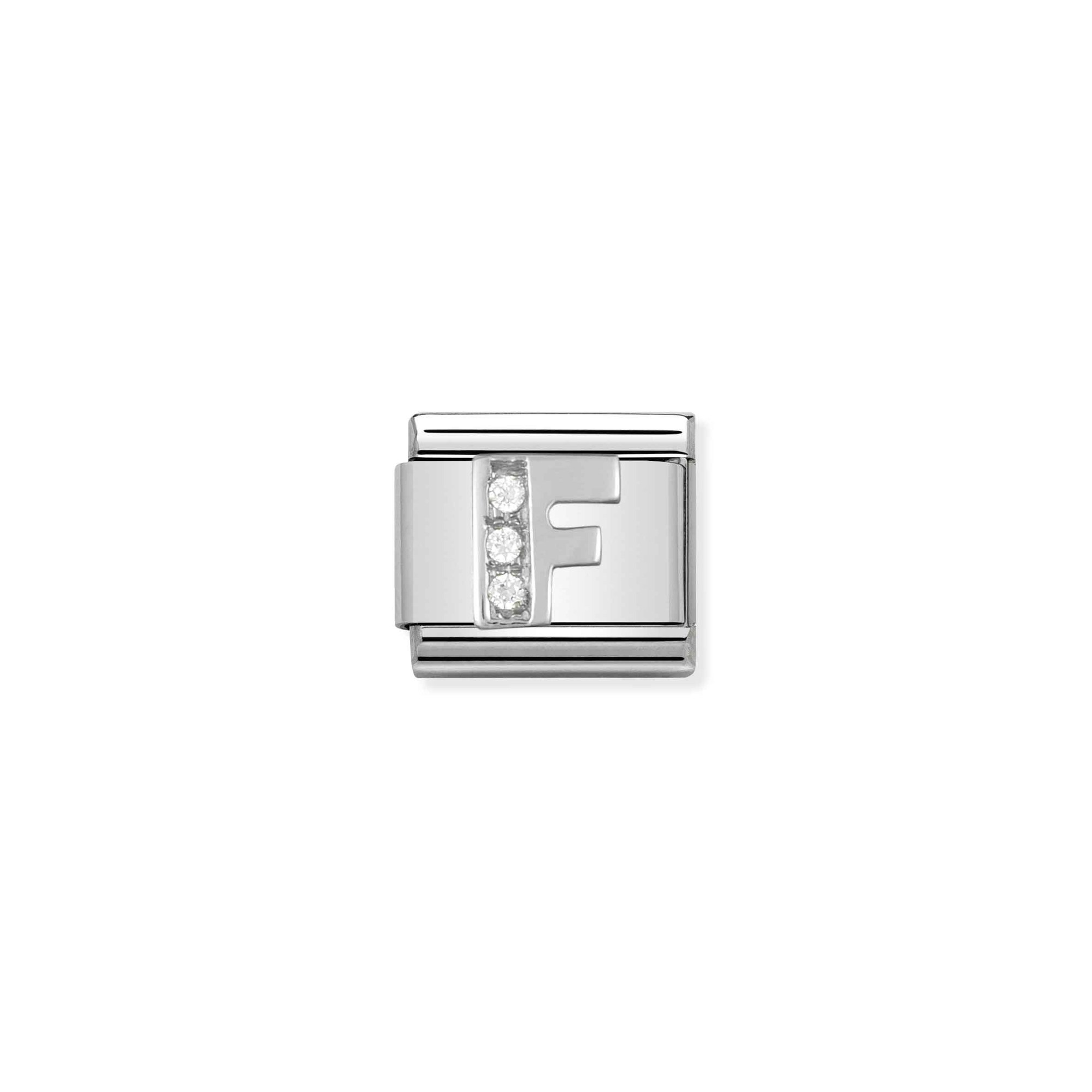 Nomination Composable Classic Charm Buchstabe F - Edelstahl, Sterling Silber, Zirkonia