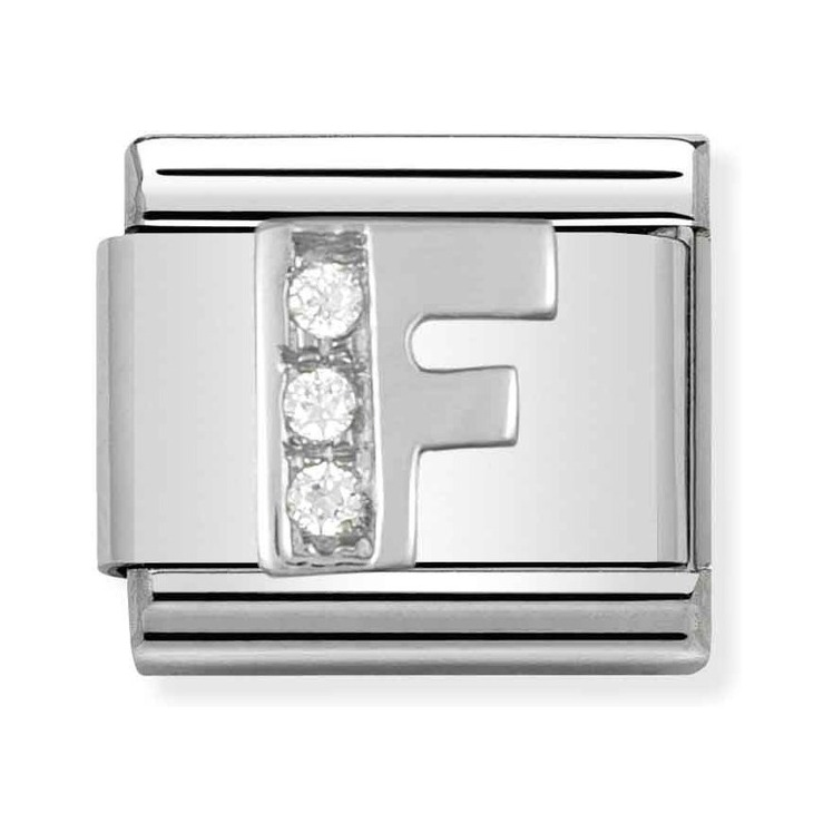 Nomination Composable Classic Charm Buchstabe F - Edelstahl, Sterling Silber, Zirkonia