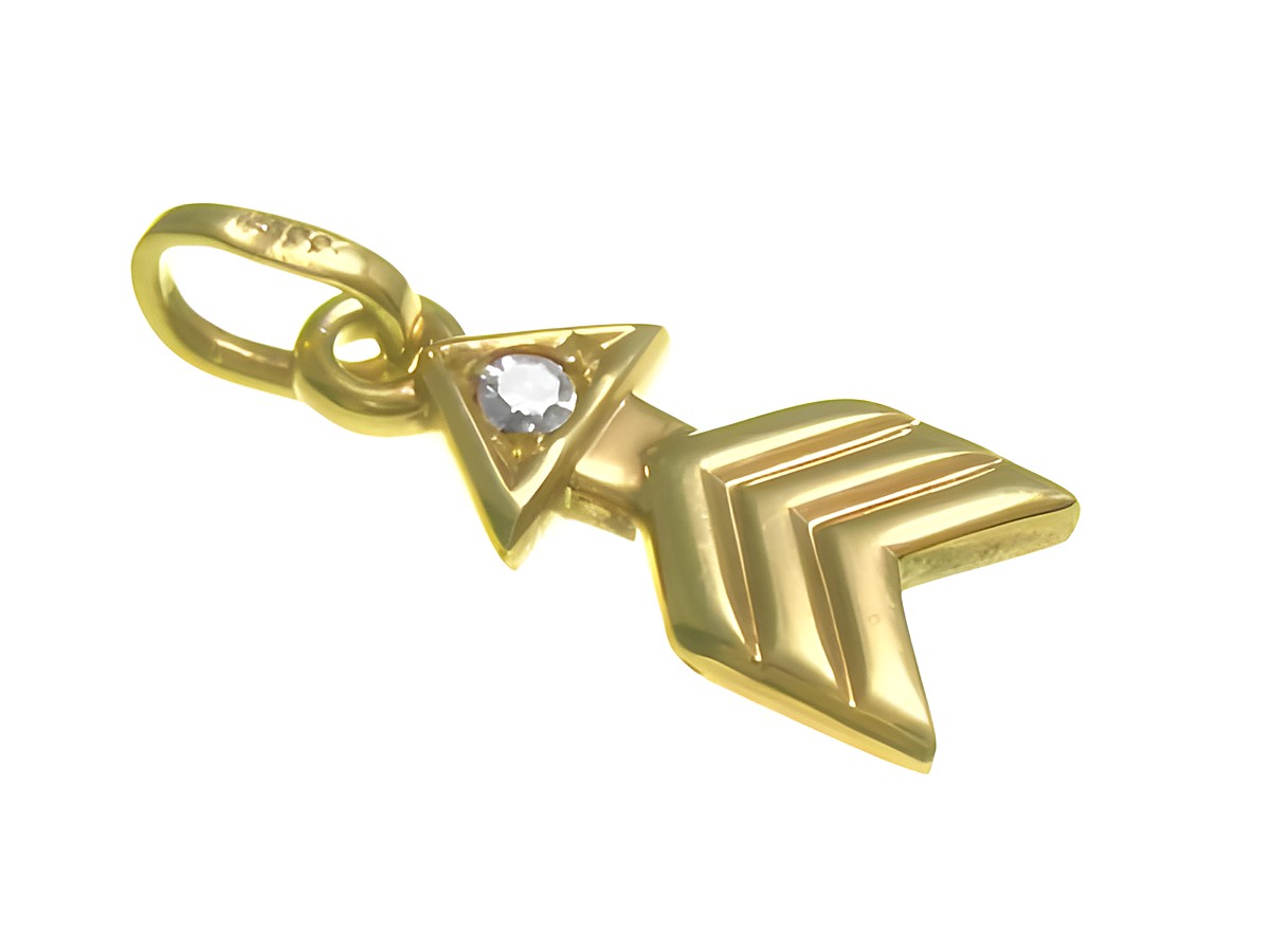 Pfeildiamant Gold Anhänger in Gelbgold mit einem Brillanten, 13 mm groß, Hersteller Juwelier Harnisch, ideal als Schmuckstück für besondere Anlässe.