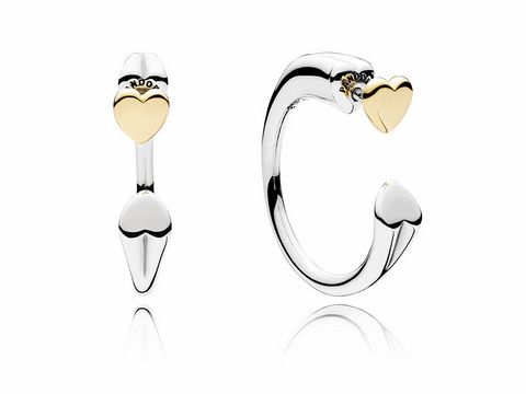 PANDORA - 296576 - Zwei Herzen - Ohrringe - Creolen - Bicolor