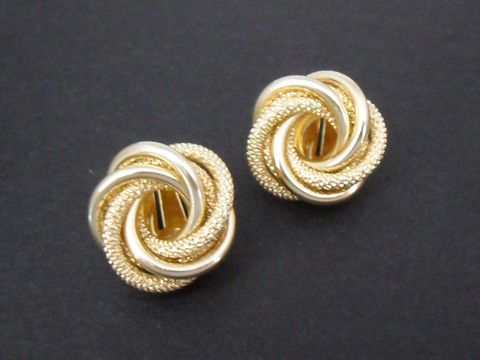 71936-0 Ohrclip 18,4 mm zeitlos goldfarben echte Goldauflage Hersteller Juwelier Harnisch stilvolle, geflochtene Design-Ohrclips ideal für elegante Anlässe.