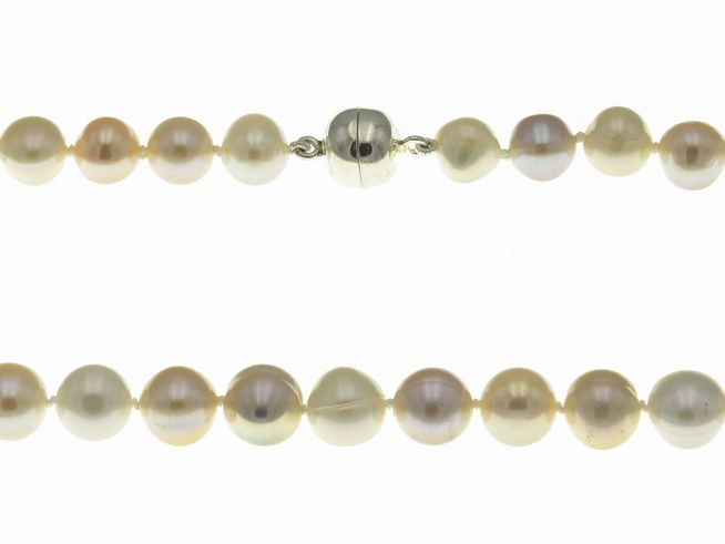 Perlenkette 45 cm mehrfarbig aus Süßwasser Zuchtperlen, klassisch, mit einem silbernen Verschluss, ideal für elegante Anlässe und als modisches Accessoire.