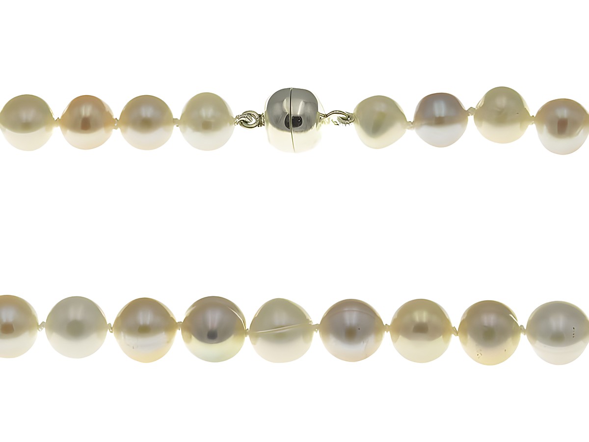 Perlenkette 45 cm mehrfarbig aus Süßwasser Zuchtperlen, klassisch, mit einem silbernen Verschluss, ideal für elegante Anlässe und als modisches Accessoire.