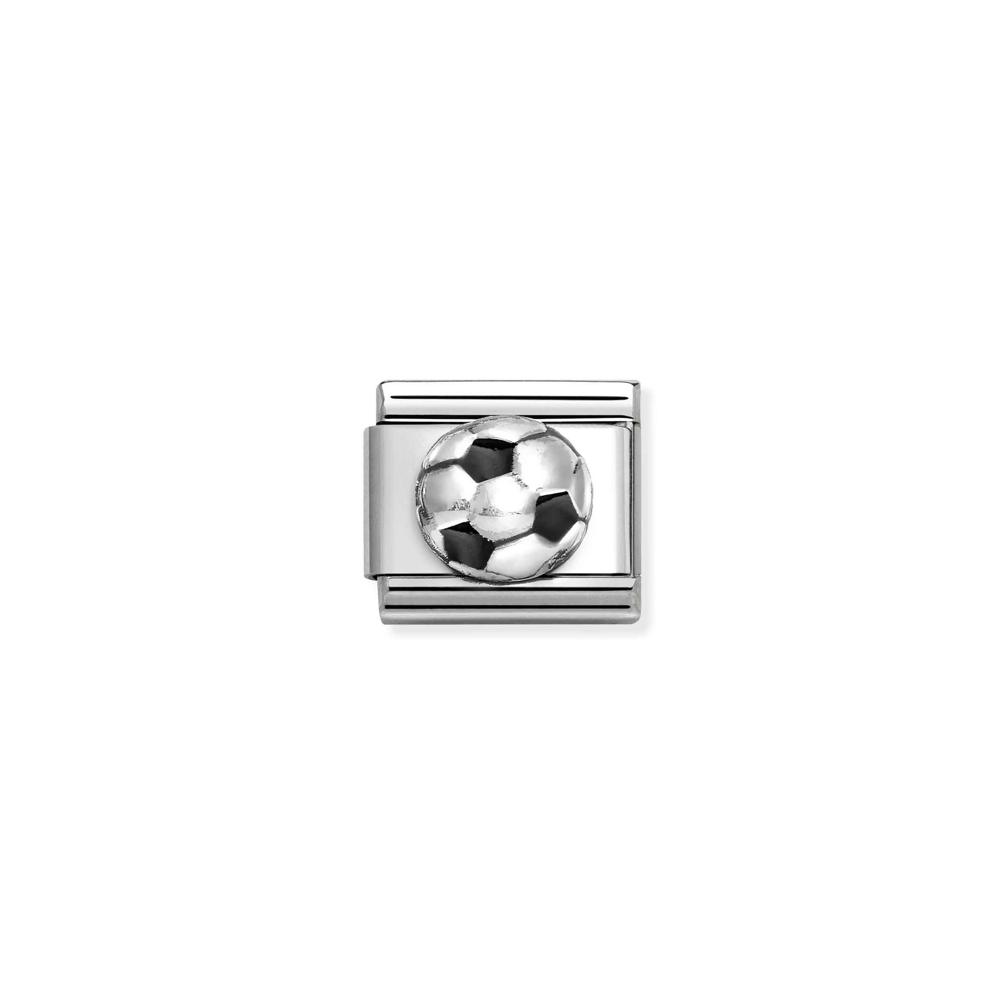 Nomination Composable Classic Charm Fußball schwarz - Edelstahl, Silber 925, Emaille