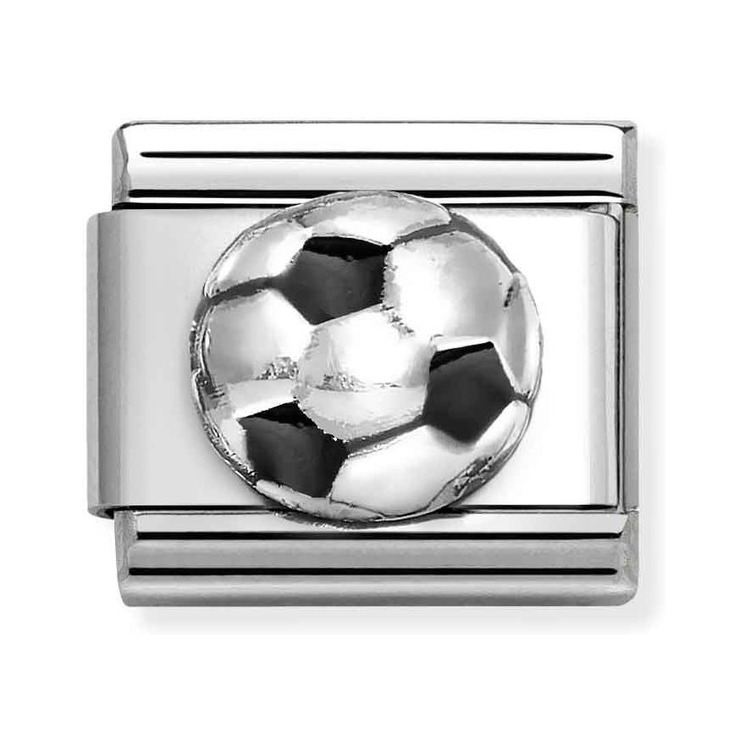 Nomination Composable Classic Charm Fußball schwarz - Edelstahl, Silber 925, Emaille