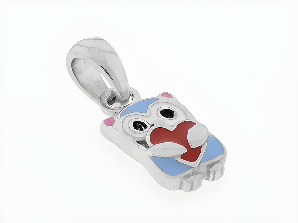 Silber Anhänger - Eule mit Herz - rhodiniert - Lack bunt - allerliebst, Hersteller: Juwelier Harnisch, für Kinder, ideal als Schmuckstück für kleine Mädchen.