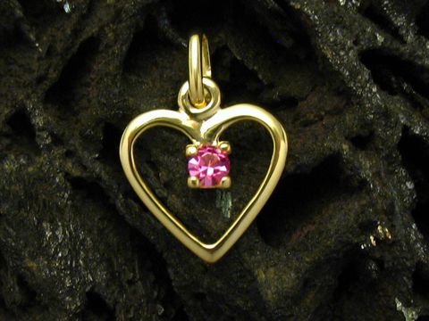 Herzanänger aus Gold mit rosa Zirkonia, Hersteller Juwelier Harnisch, kunstvoll gestaltet und ideal für persönlichen Schmuck. Perfekte Ergänzung für jede Sammlung.