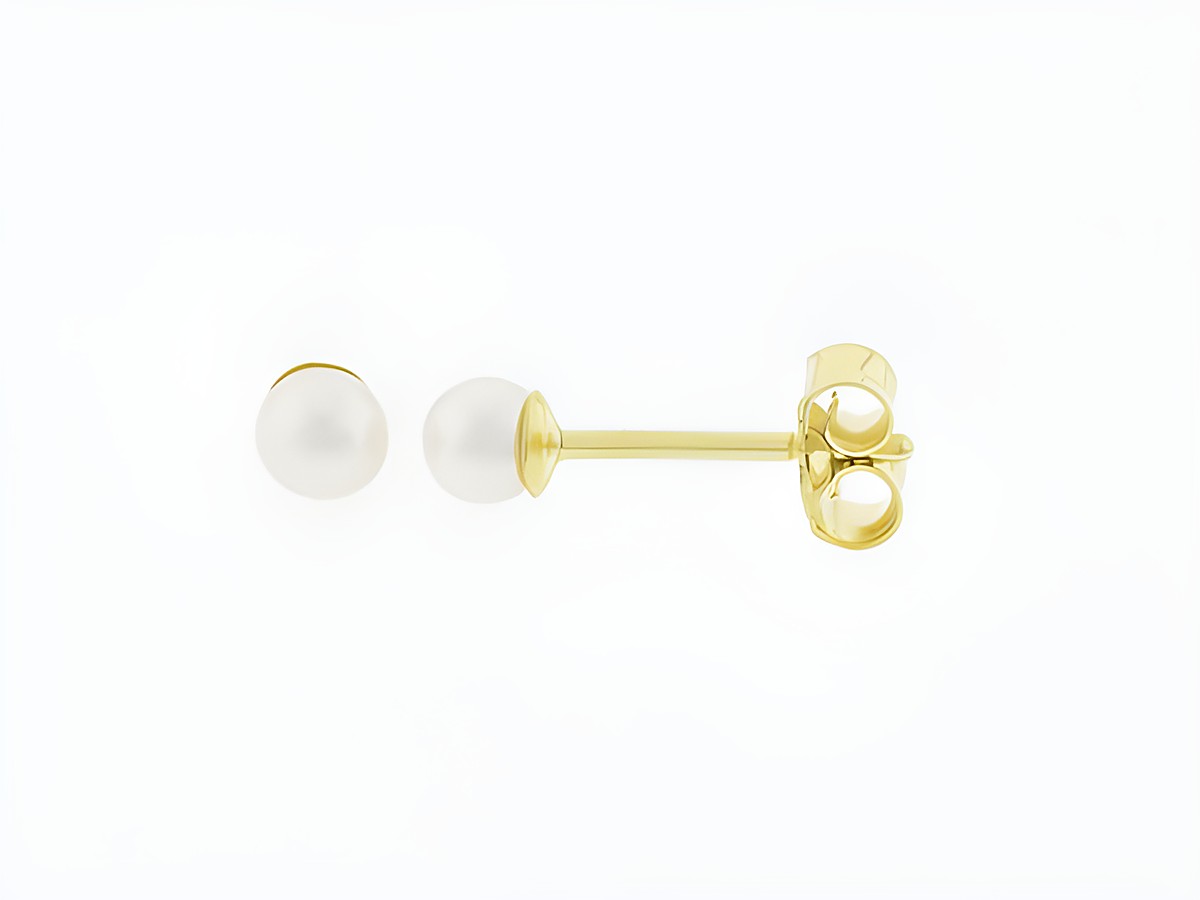 Gold Perlen Ohrringe aus 333 Gold mit 3,3 mm großen Süßwasser Zuchtperlen, hergestellt vom Juwelier Harnisch, elegant und zeitlos.