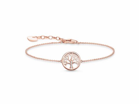 Thomas Sabo Armband in roségold mit einem filigranen Baum-Motiv als Verzierung, längenverstellbar von ca. 16 bis 19 cm, aus der Glam & Soul Kollektion.