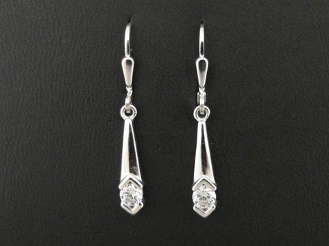 39959-0 Design Ohrhänger charmant aus Sterling Silber rhodiniert mit Zirkonia von Juwelier Harnisch, filigran verarbeitet und elegant, mit funkelndem Stein für besondere Anlässe.