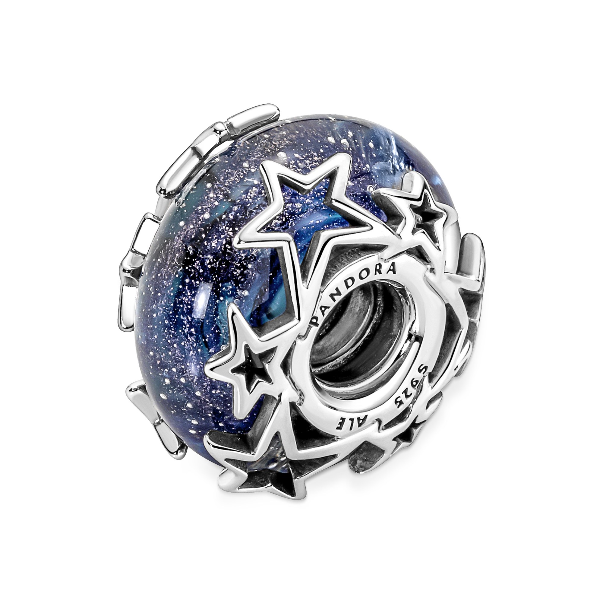 Pandora Charm - Galaxie Blau & Stern Murano Anhänger - Sterling Silber - Kristall - Blau Ansicht 4 – Ansicht 4