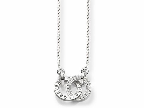 Kette von Thomas Sabo SCKE150159 mit zwei Ringen aus 925 Sterling Silber und weißen Zirkonia, Länge ca. 40/42,5/45 cm, mit Anhänger für ein elegantes Erscheinungsbild.