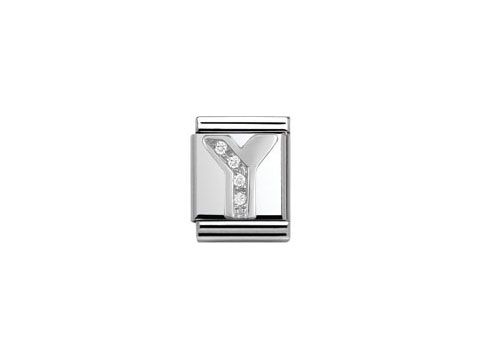 Sterling Silber Big Buchstabe Y mit Zirkonia von Nomination, glänzende Oberfläche, elegantes Design, ideal für individuellen Schmuck.