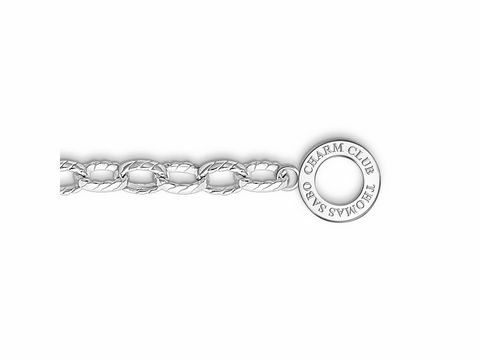 Charm Silber Armband von Thomas Sabo, Modell X0230-001-12-L18, 18 cm lang, aus hochwertigem Silber mit eingraviertem Charm Club Logo. Ideal für individuelle Gestaltungen.
