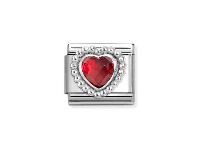 Nomination 330606 05 - CLASSIC fac. Zirkonia in Sterling Silber Kugelfassung - ROT