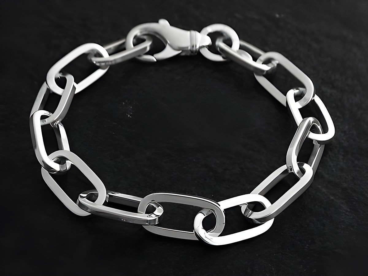 Silberarmband modern 19 cm Anker, Hersteller Juwelier Harnisch, ohne Stein, mit einer eleganten Kettenstruktur, schlicht und zeitlos im Design.