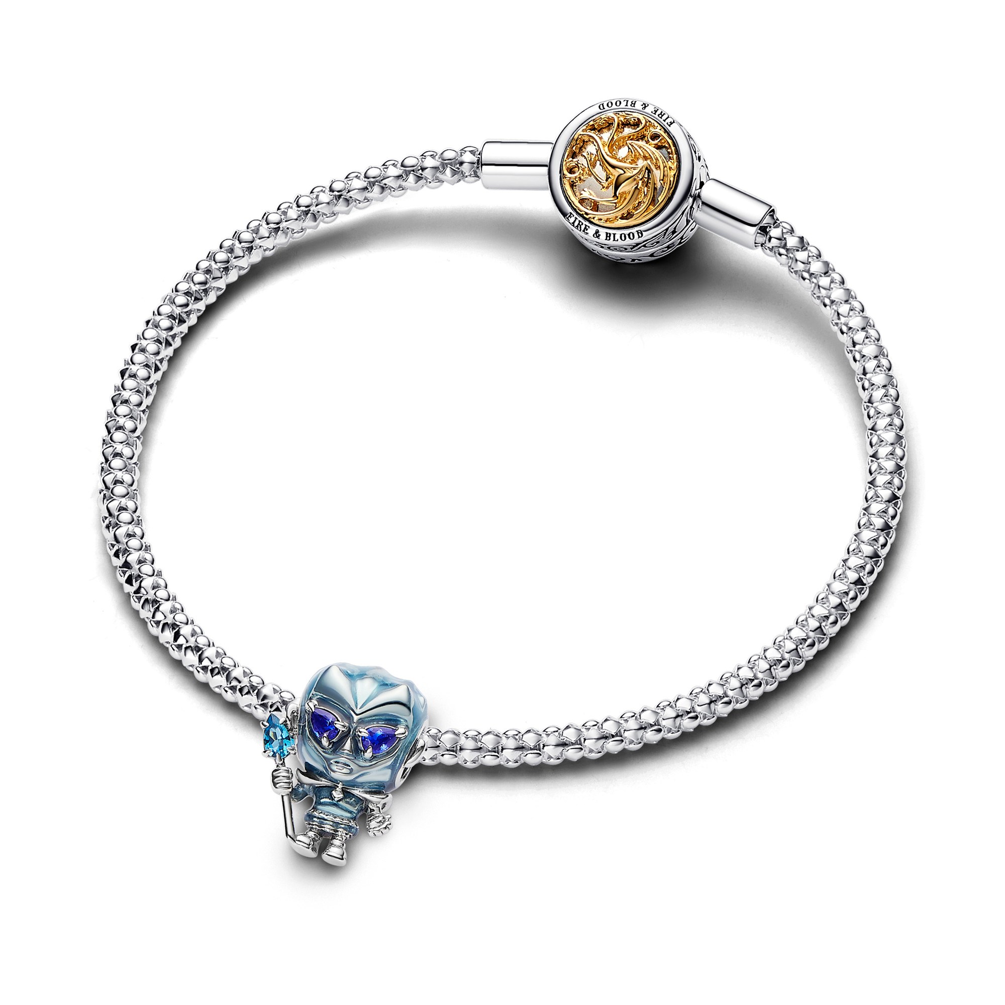 Pandora Game of Thrones Weißer Wanderer Charm - Silber - handg. Kristall Blau Ansicht 3 – Ansicht 3