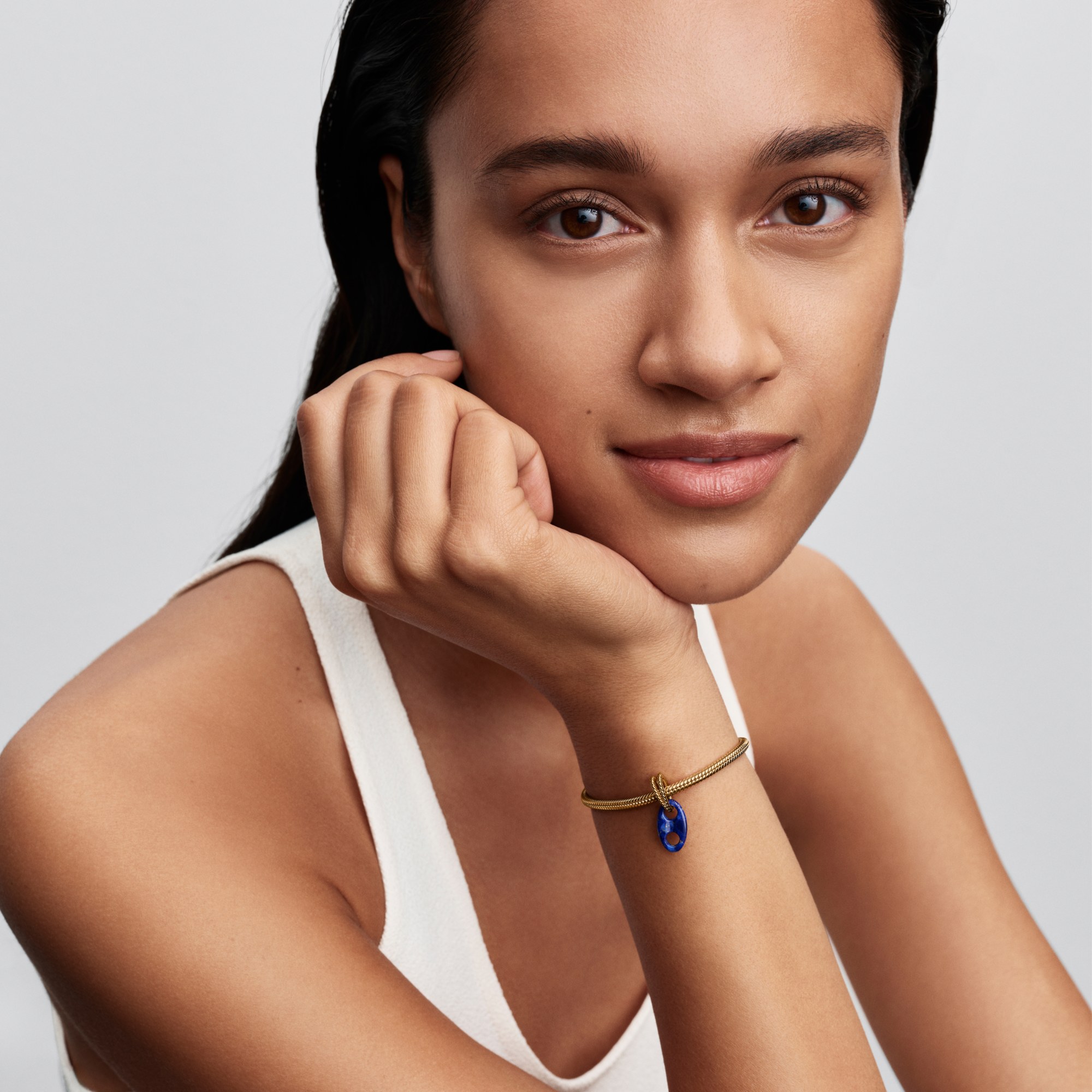 Pandora Seemann Glieder-Charm-Anhänger imitierter Lapislazuli Blau - Gelbgold Vergoldung – Ansicht 5