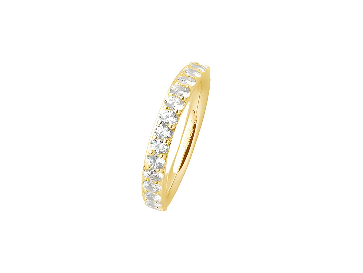 Xenox Sterling Silber Ring XS7390G/54 in vergoldetem Gelbgold, Größe 54, mit funkelnden Zirkonia besetzt. Elegantes Design ideal als Geschenk oder für besondere Anlässe.